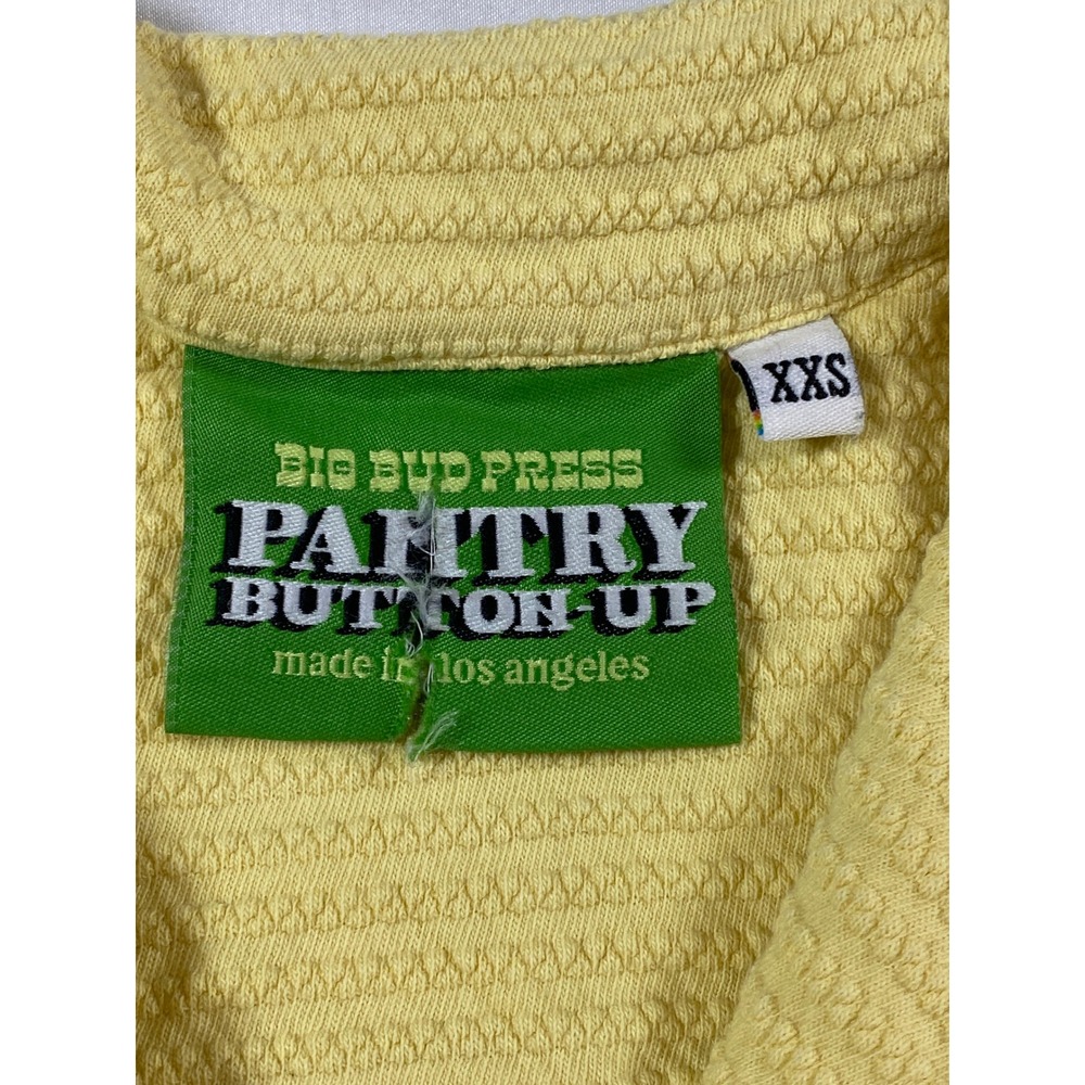 Big Bud Press Pantry Button Up Shirt Yellow Textured Short Sleeve XXS - Picture 4 of 9